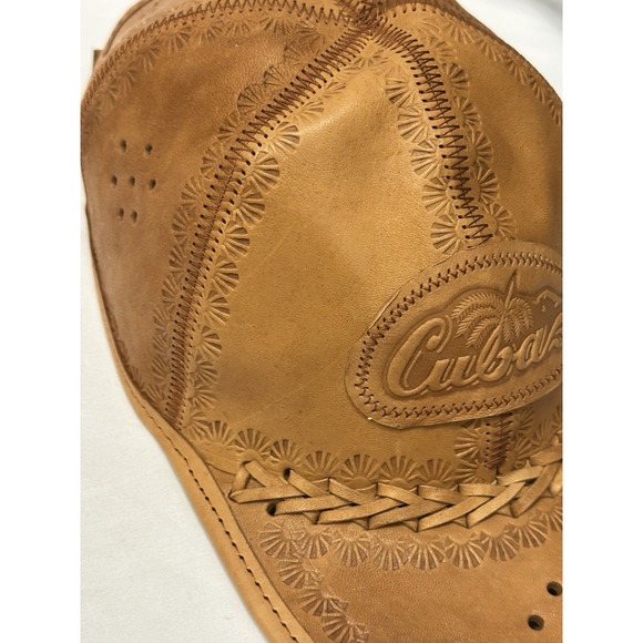 Handmade Cuban Leather Baseball Cap Hat Souvenir Tooled Embossed Adjustable - Picture 9 of 14